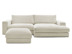 Canapé d'angle fixe compact LEONARD velours côtelé avec pouf