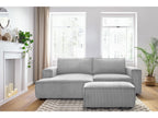 Canapé d'angle fixe compact NIHAD velours côtelé avec pouf