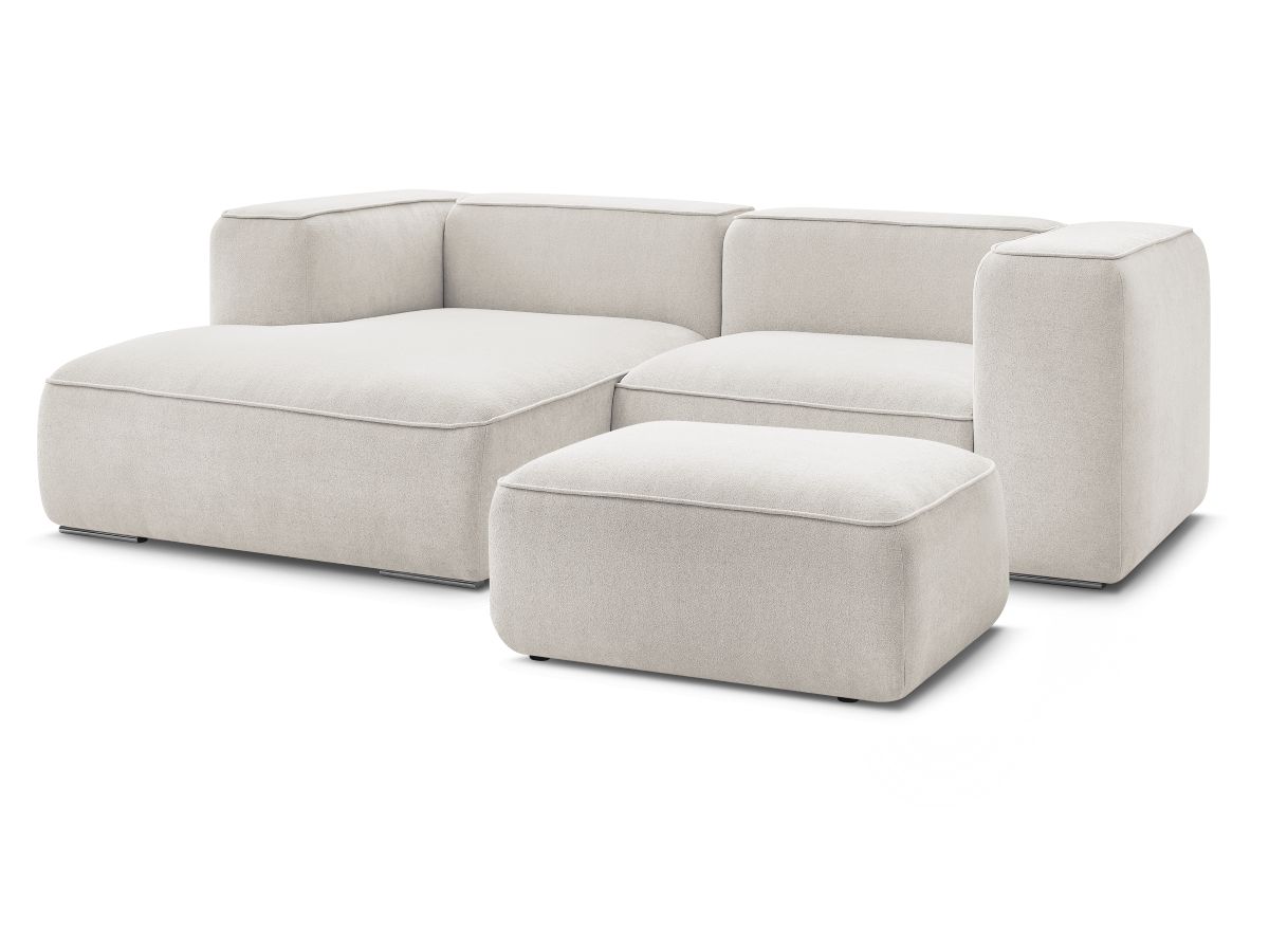 Canapé d'angle fixe compact ZEPHYR avec pouf