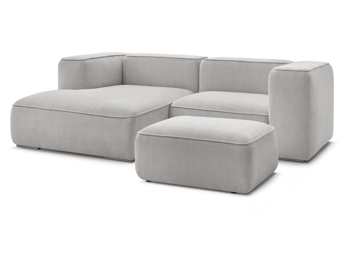 Canapé d'angle fixe compact ZEPHYR avec pouf