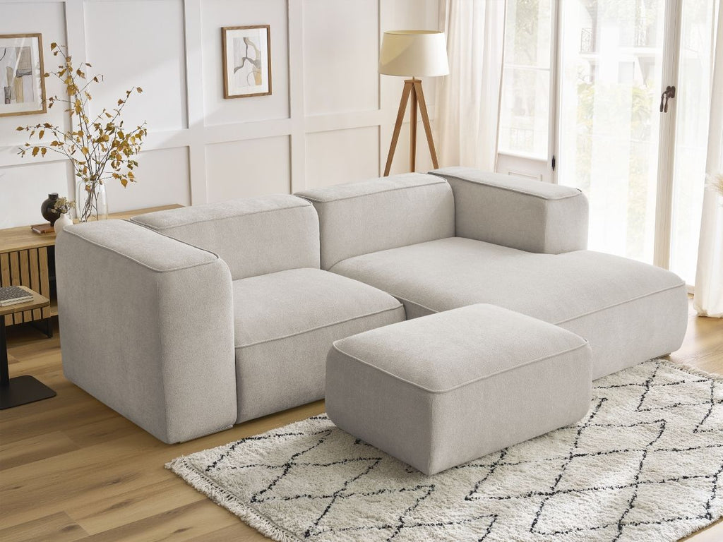 Canapé d'angle fixe compact ZEPHYR avec pouf