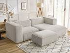 Canapé d'angle fixe compact ZEPHYR avec pouf