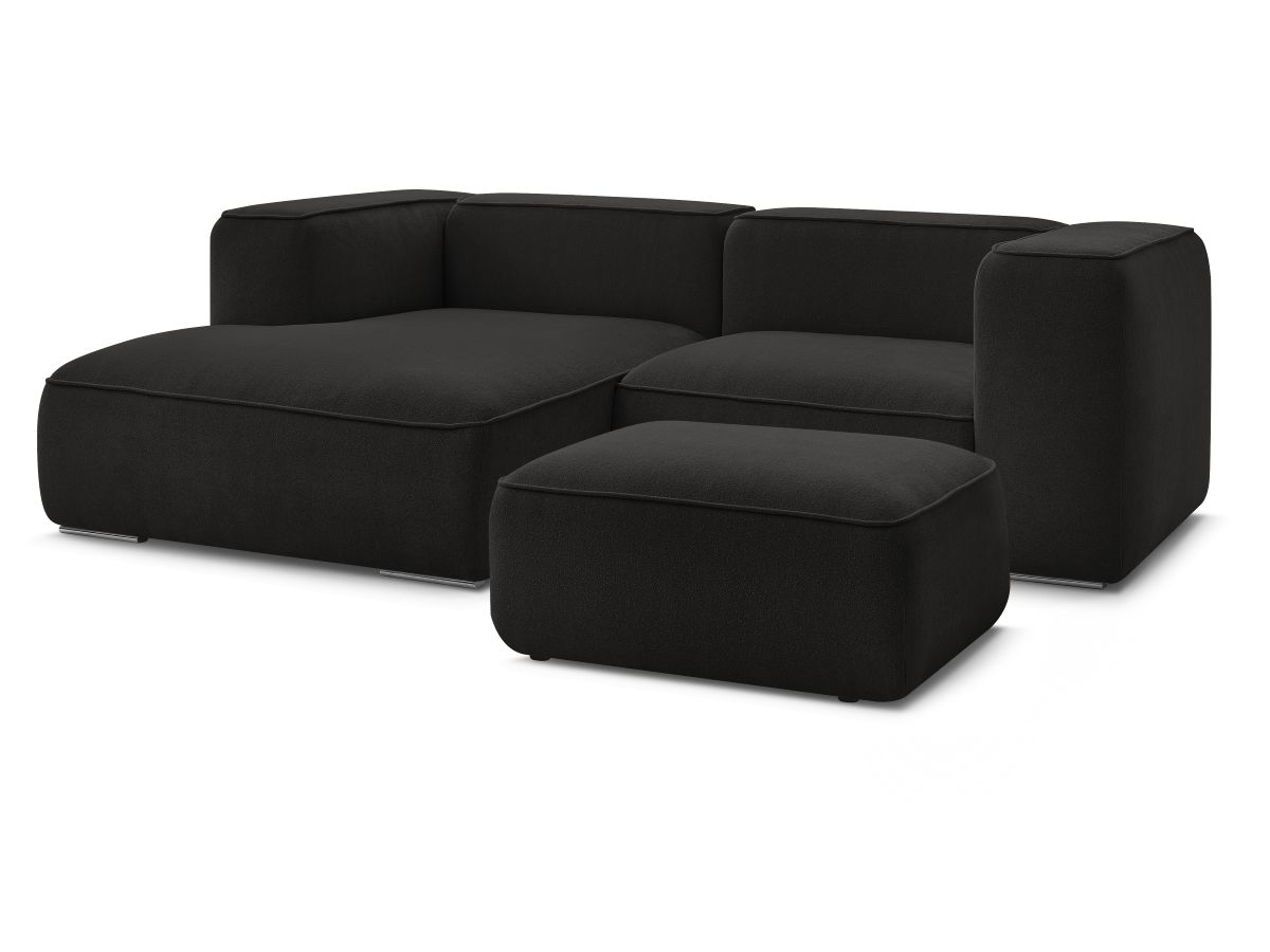 Canapé d'angle fixe compact ZEPHYR avec pouf