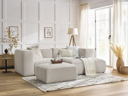 Canapé d'angle fixe compact ZEPHYR avec pouf