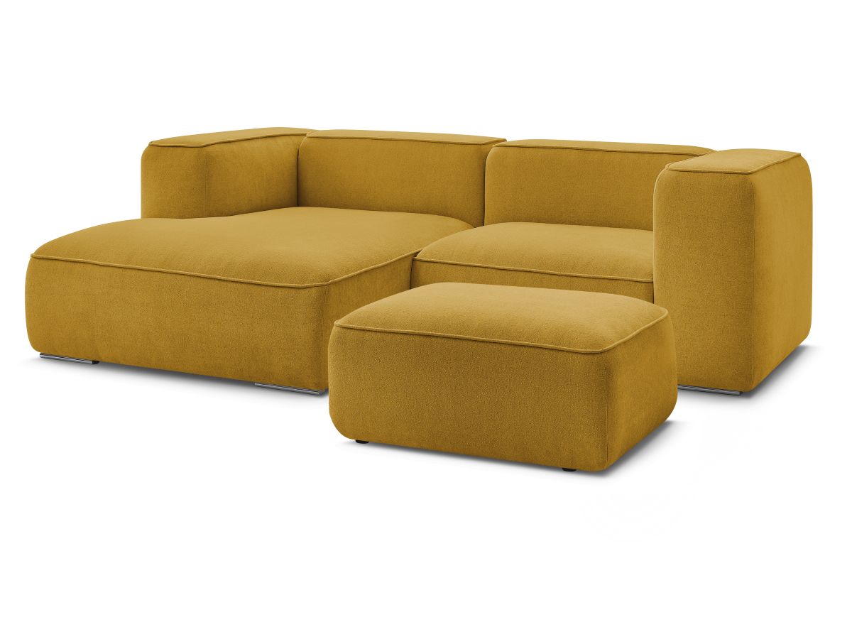 Canapé d'angle fixe compact ZEPHYR avec pouf
