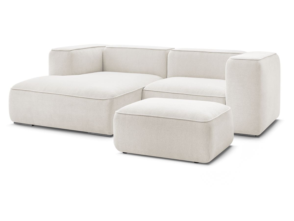 Canapé d'angle fixe compact ZEPHYR avec pouf