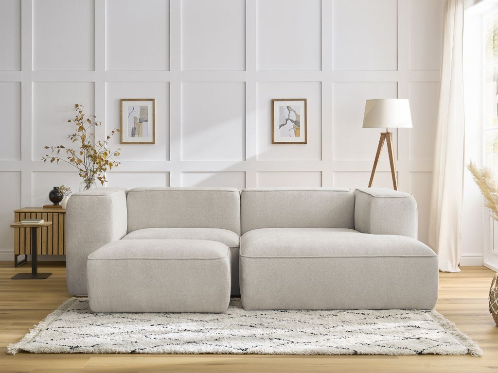 Canapé d'angle fixe compact ZEPHYR avec pouf