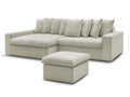 Canapé d'angle fixe ENORE tissu lisse avec pouf