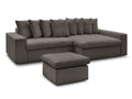Canapé d'angle fixe ENORE velours côtelé avec pouf