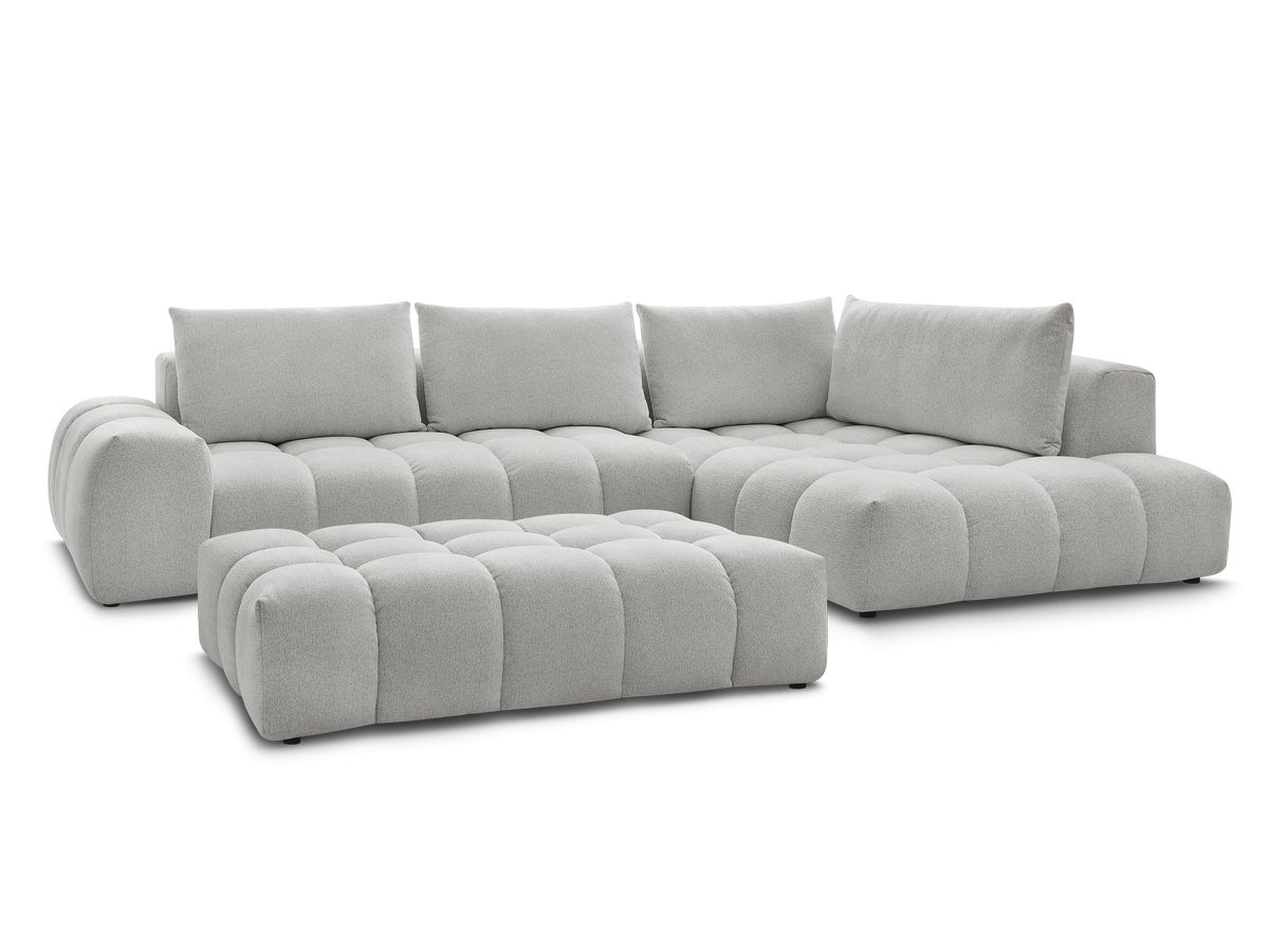 Canapé d'angle fixe EVEREST tissu chiné avec pouf