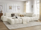 Canapé d'angle fixe EVEREST tissu chiné avec pouf