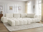 Canapé d'angle fixe EVEREST tissu chiné avec pouf