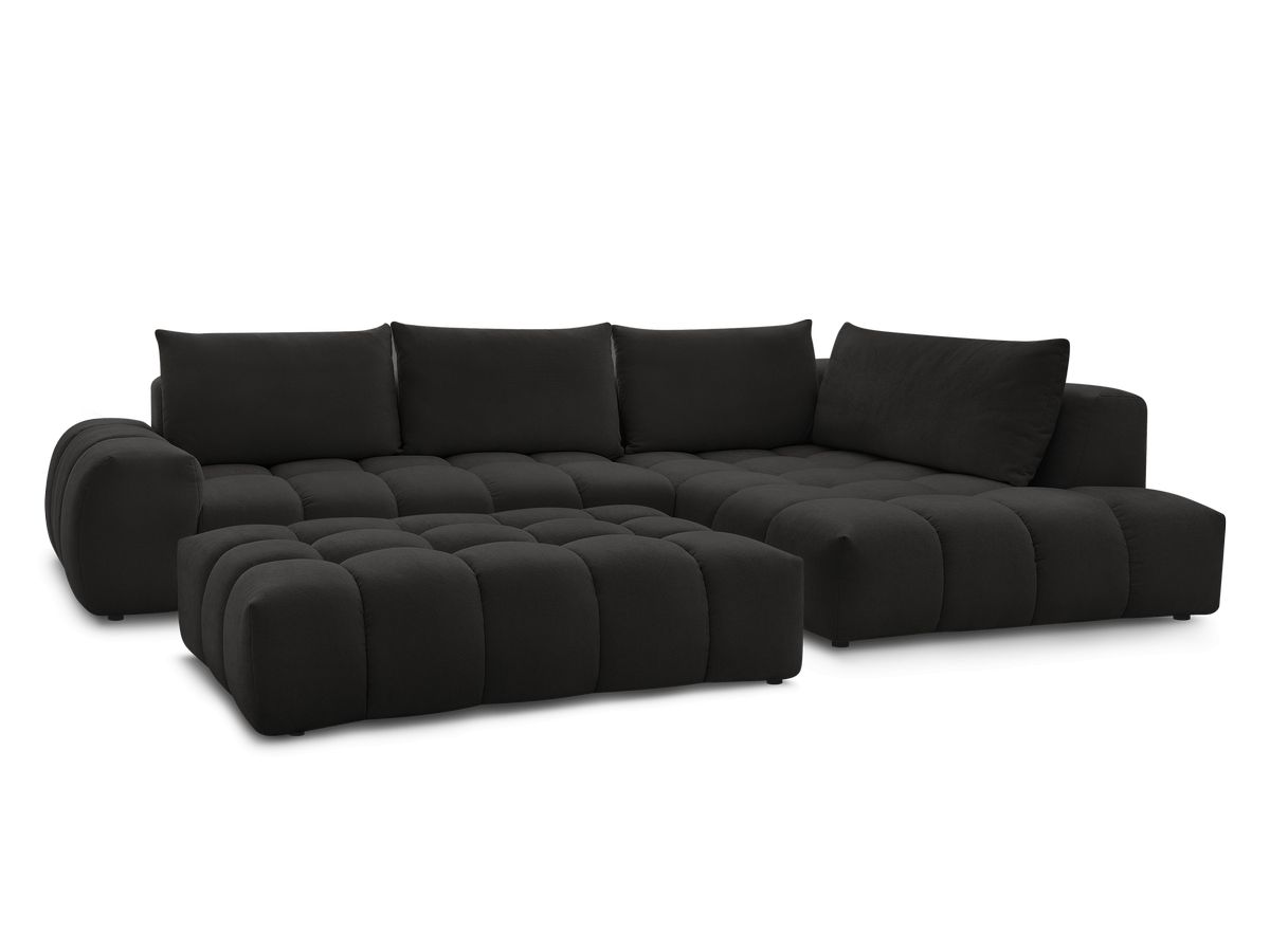 Canapé d'angle fixe EVEREST tissu texturé avec pouf