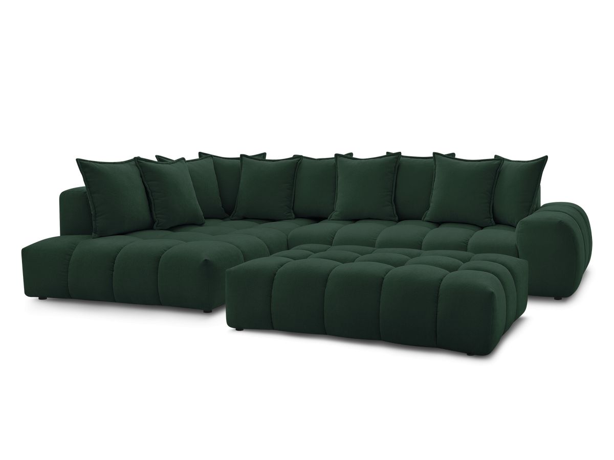Canapé d'angle fixe EVEREST tissu texturé avec pouf
