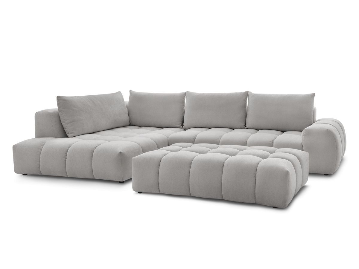 Canapé d'angle fixe EVEREST tissu texturé avec pouf