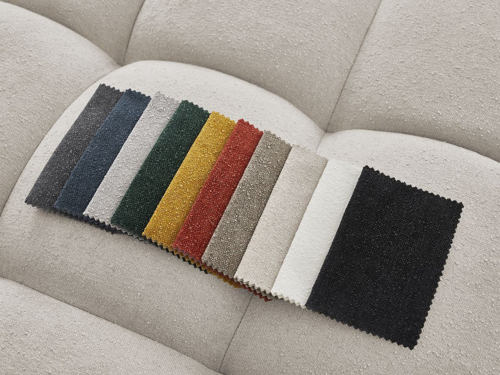 Canapé d'angle fixe EVEREST tissu texturé avec pouf