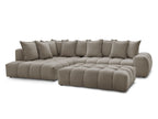 Canapé d'angle fixe EVEREST tissu texturé avec pouf