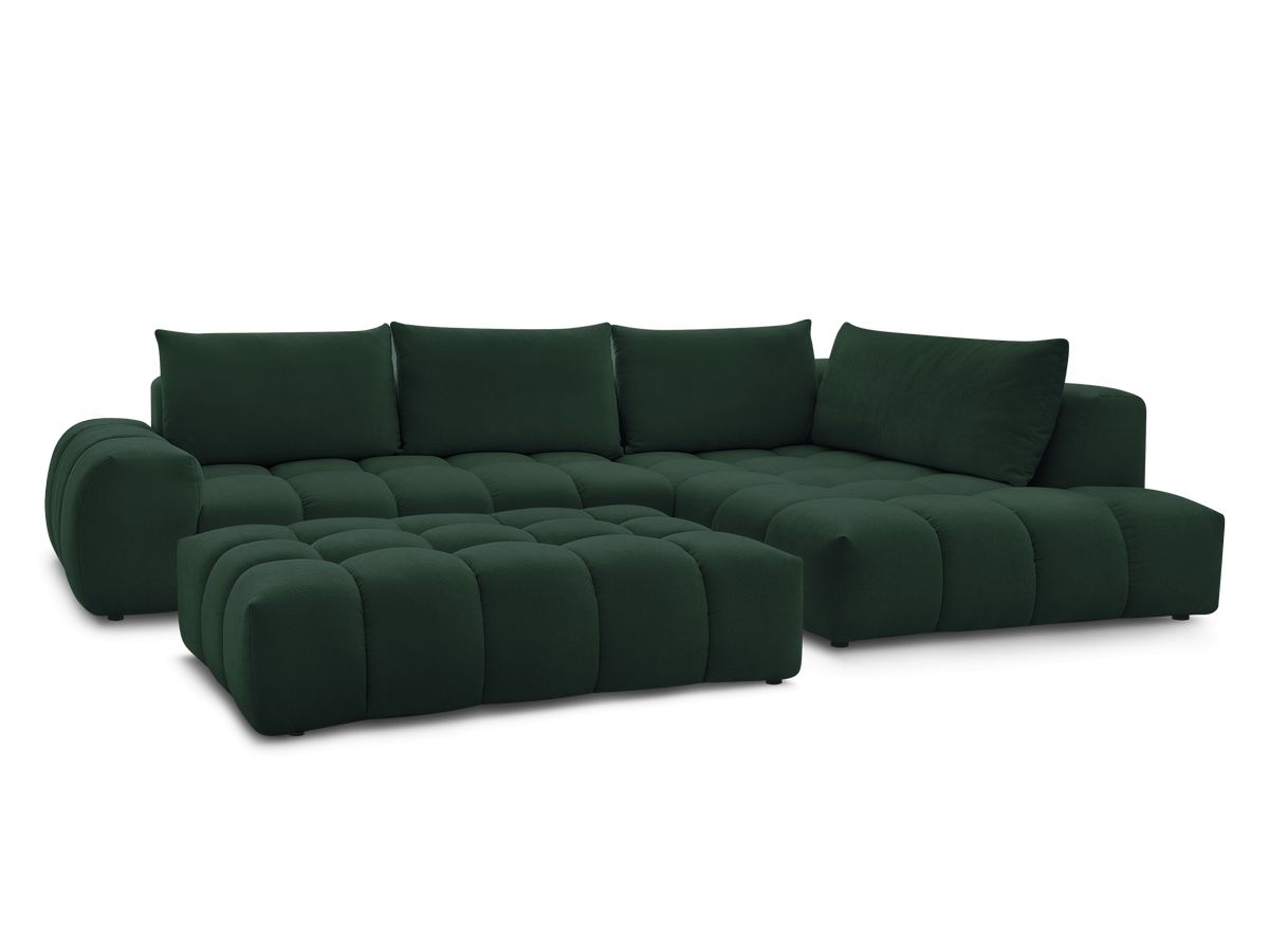 Canapé d'angle fixe EVEREST tissu texturé avec pouf