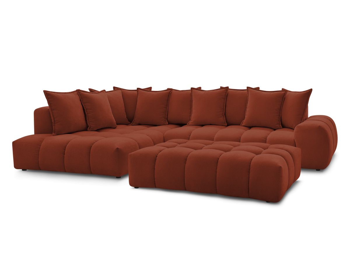 Canapé d'angle fixe EVEREST tissu texturé avec pouf