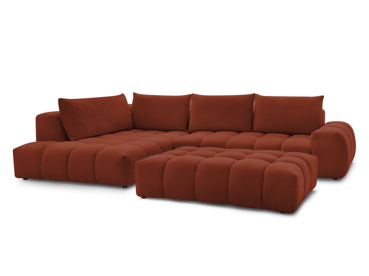Canapé d'angle fixe EVEREST tissu texturé avec pouf