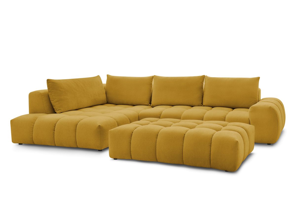Canapé d'angle fixe EVEREST tissu texturé avec pouf