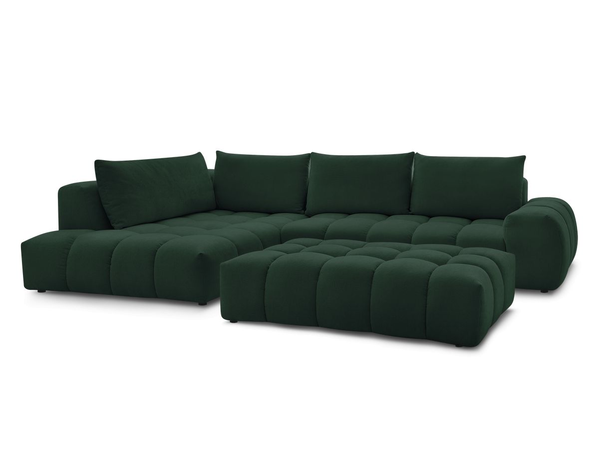 Canapé d'angle fixe EVEREST tissu texturé avec pouf