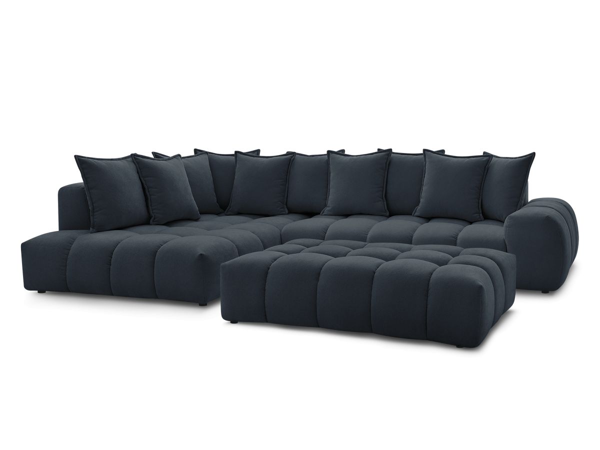 Canapé d'angle fixe EVEREST tissu texturé avec pouf