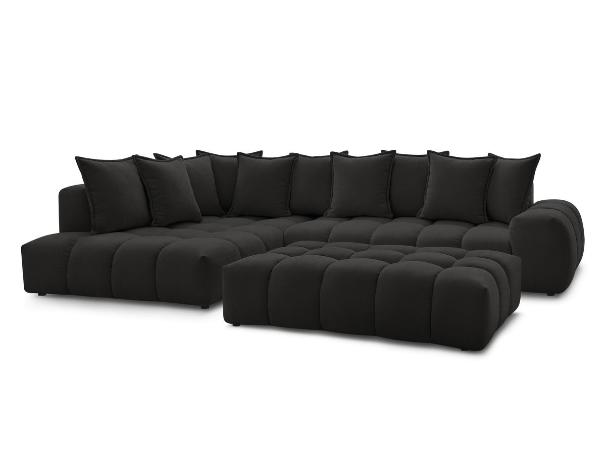 Canapé d'angle fixe EVEREST tissu texturé avec pouf