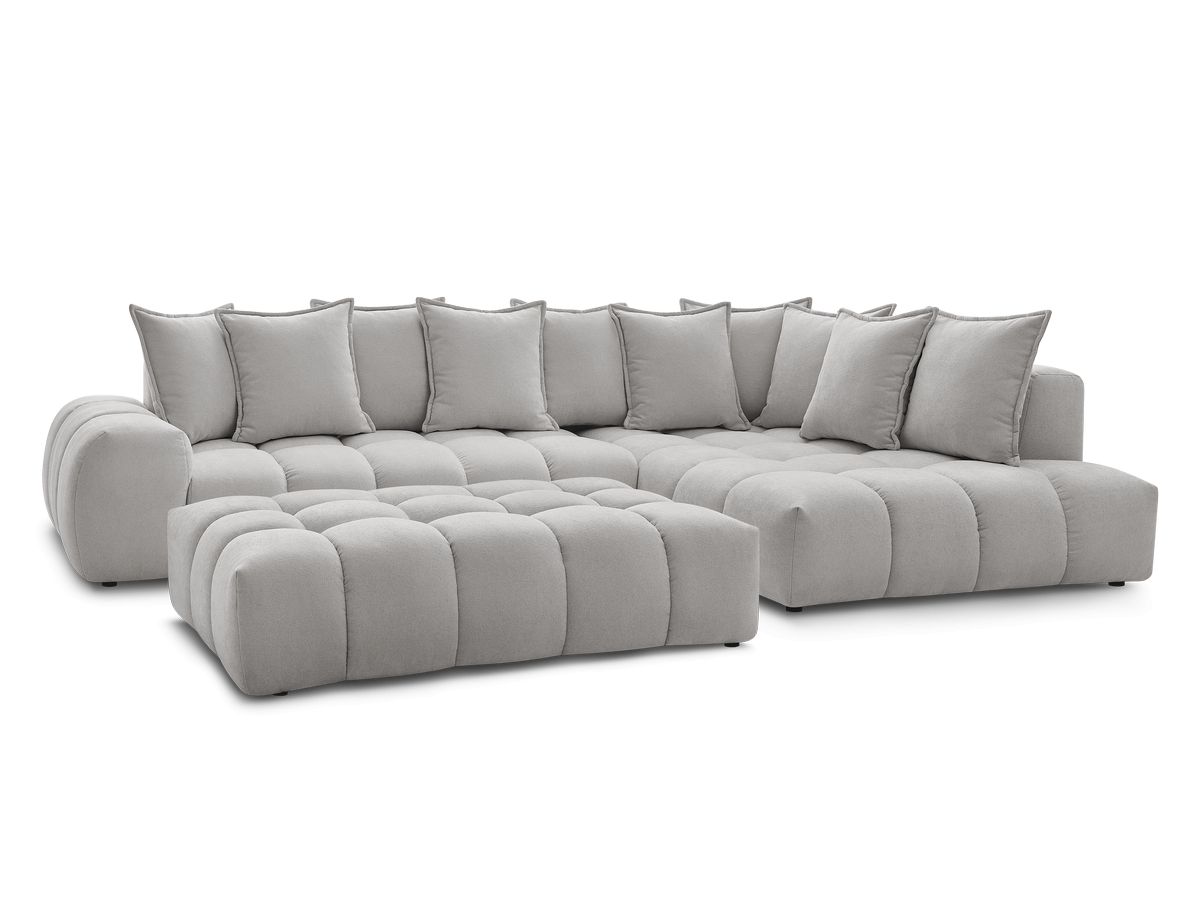 Canapé d'angle fixe EVEREST tissu texturé avec pouf