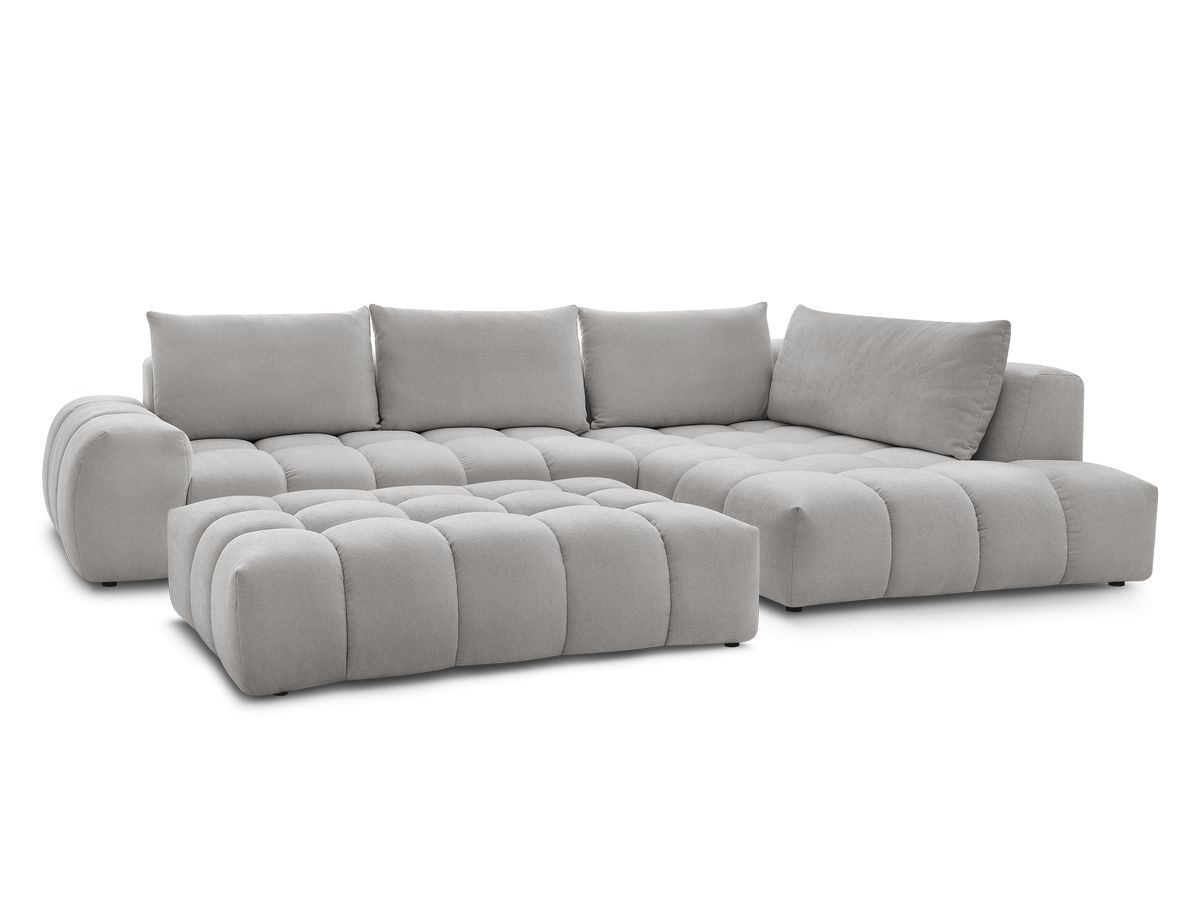 Canapé d'angle fixe EVEREST tissu texturé avec pouf