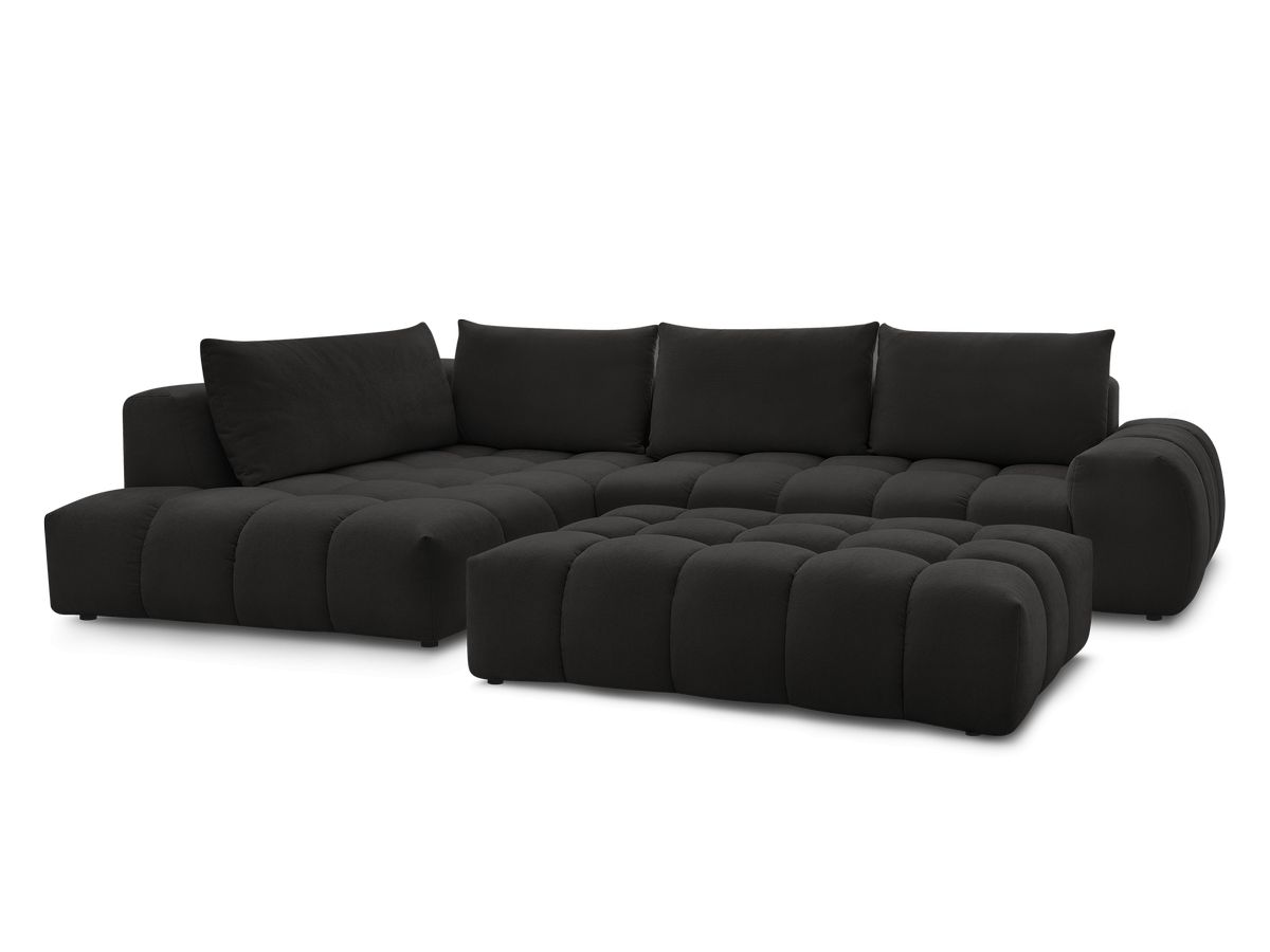 Canapé d'angle fixe EVEREST tissu texturé avec pouf