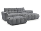 Canapé d'angle fixe JAYA tissu chenille avec pouf
