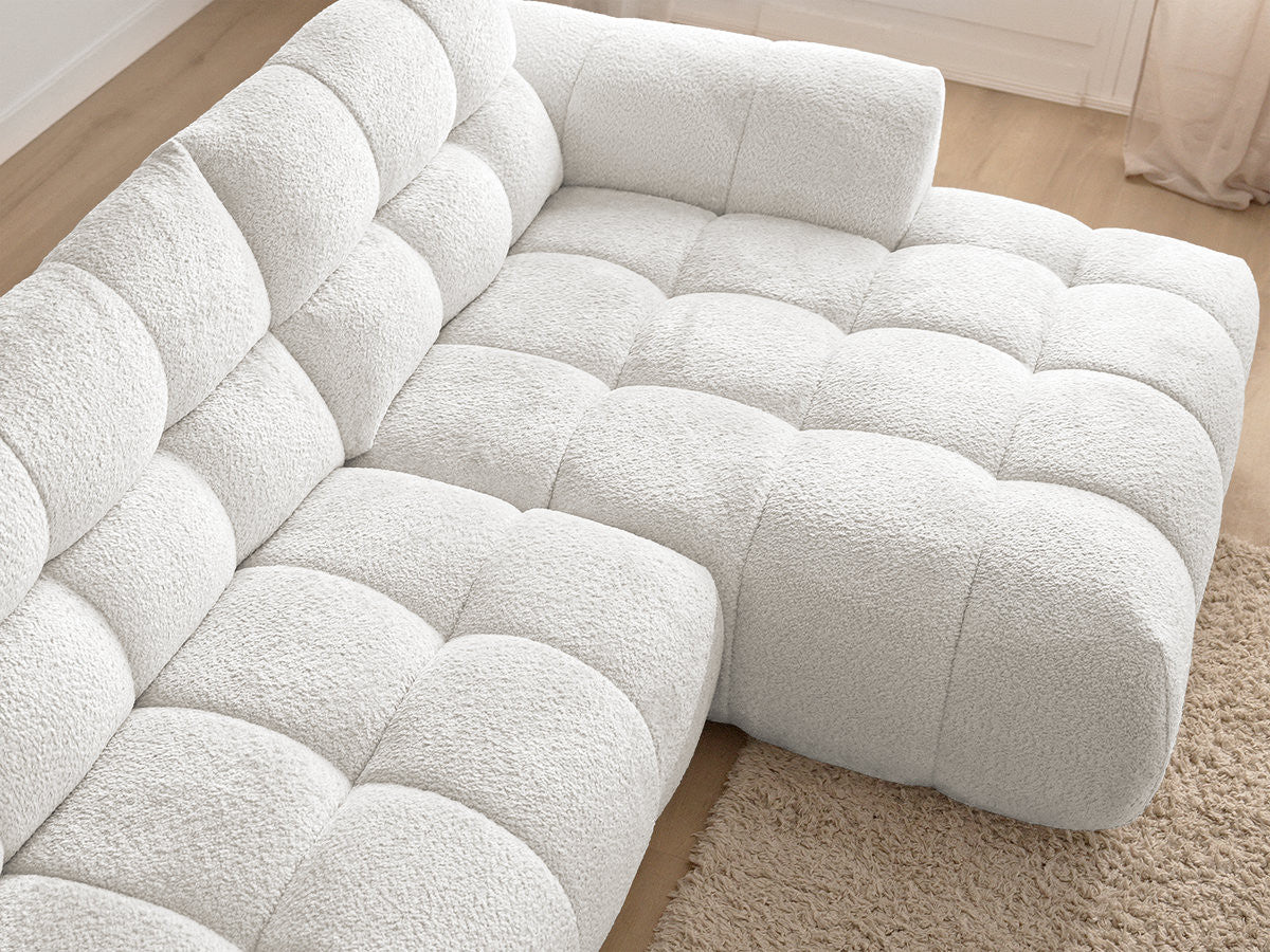 Canapé d'angle fixe JAYA tissu chenille