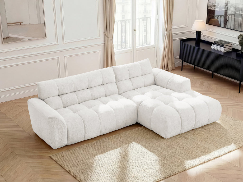 Canapé d'angle fixe JAYA tissu chenille