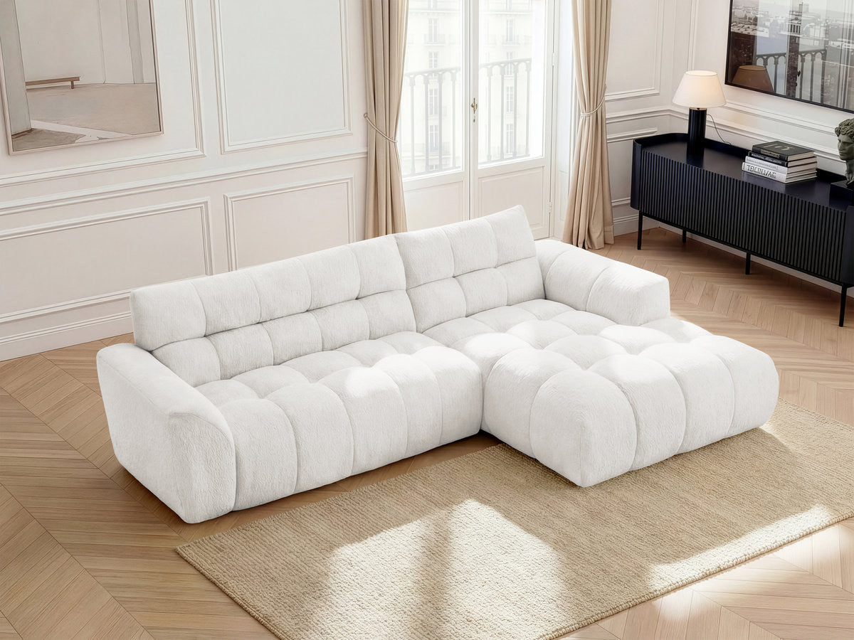 Canapé d'angle fixe JAYA tissu chenille