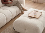 Canapé d'angle fixe LAURA tissu chiné avec grand pouf