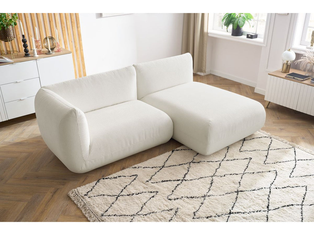 Canapé d'angle fixe LECOMTE avec 1 chauffeuse 130 cm avec accoudoir et 1 méridienne sans accoudoir