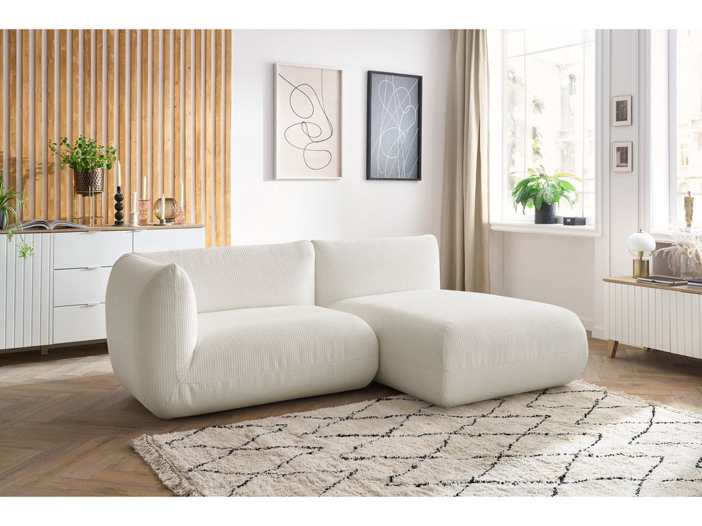 Canapé d'angle fixe LECOMTE avec 1 chauffeuse 130 cm avec accoudoir et 1 méridienne sans accoudoir