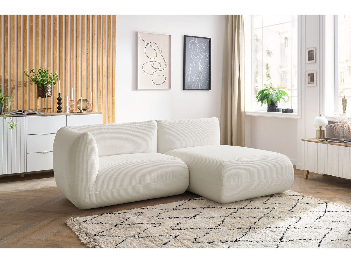 Canapé d'angle fixe LECOMTE avec 1 chauffeuse 130 cm avec accoudoir et 1 méridienne sans accoudoir
