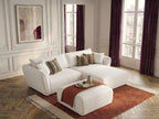 Canapé d'angle fixe LUIGI tissu lisse avec pouf