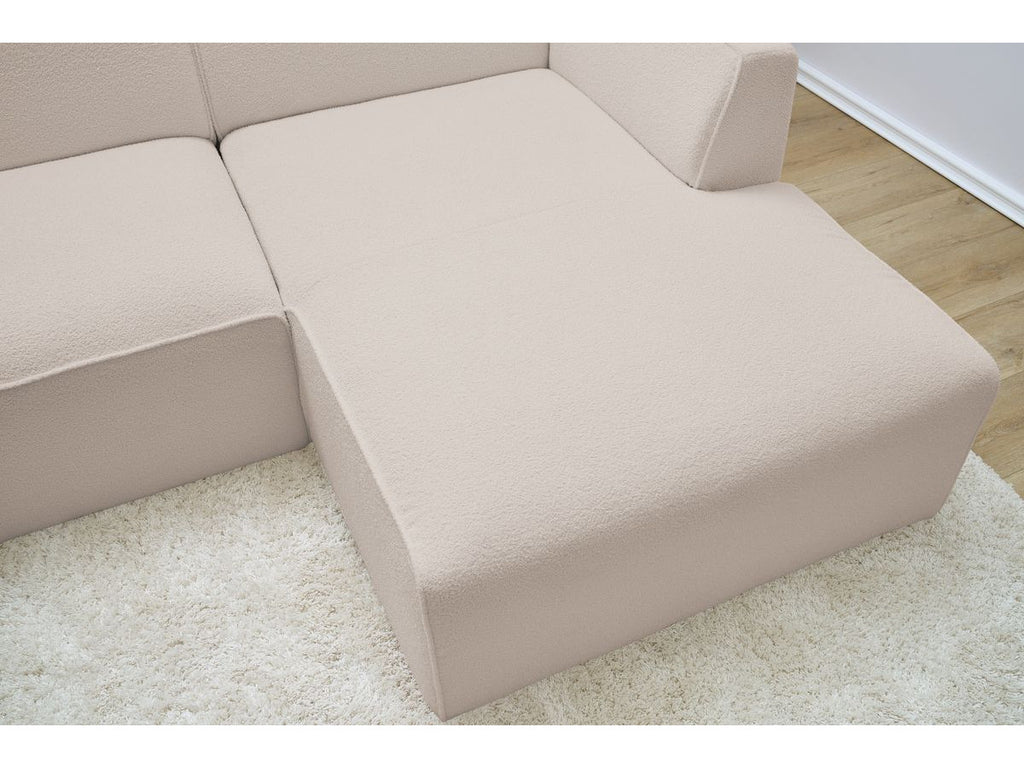 Canapé d'angle fixe MEGEVE tissu bouclette