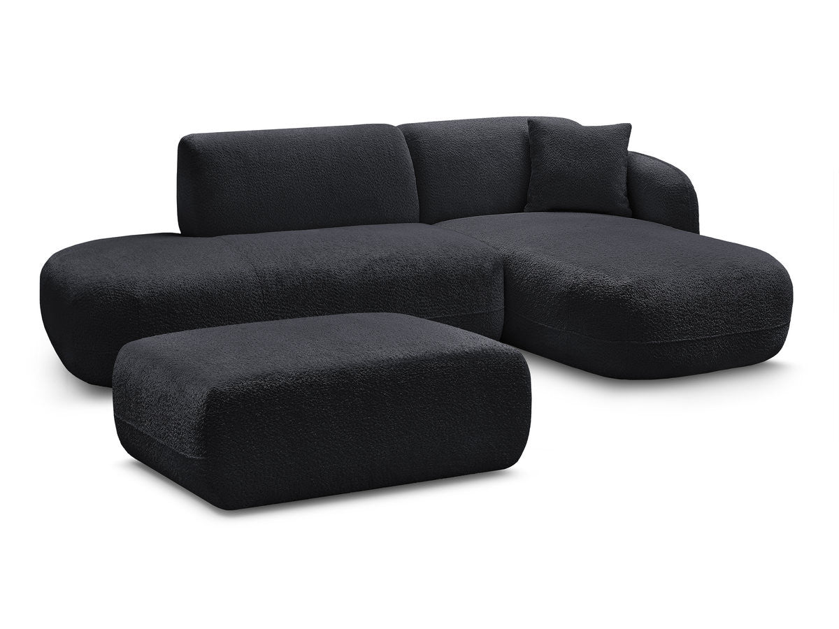 Canapé d'angle fixe modulable ANDA avec 1 méridienne, 1 chauffeuse bout de canapé et 1 pouf