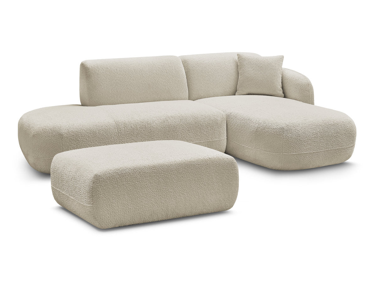 Canapé d'angle fixe modulable ANDA avec 1 méridienne, 1 chauffeuse bout de canapé et 1 pouf