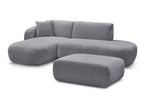 Canapé d'angle fixe modulable ANDA avec 1 méridienne, 1 chauffeuse bout de canapé et 1 pouf