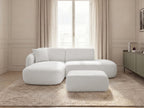 Canapé d'angle fixe modulable ANDA avec 1 méridienne, 1 chauffeuse bout de canapé et 1 pouf