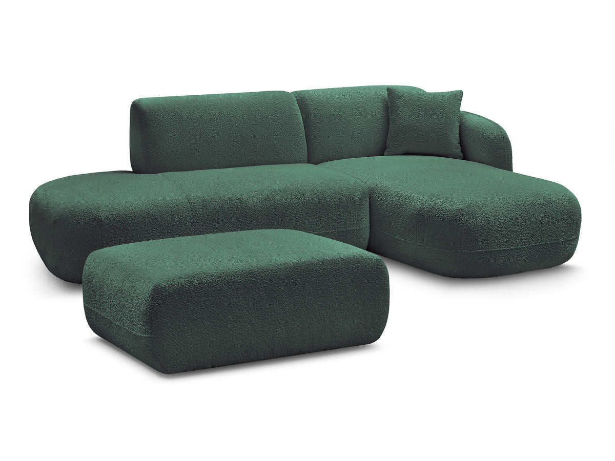 Canapé d'angle fixe modulable ANDA avec 1 méridienne, 1 chauffeuse bout de canapé et 1 pouf