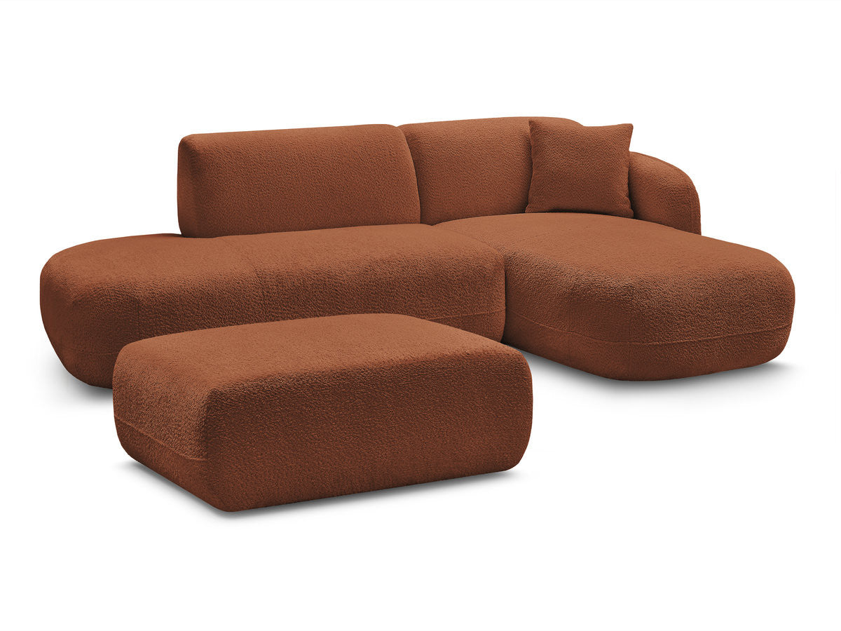 Canapé d'angle fixe modulable ANDA avec 1 méridienne, 1 chauffeuse bout de canapé et 1 pouf