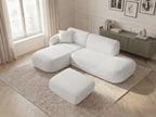 Canapé d'angle fixe modulable ANDA avec 1 méridienne, 1 chauffeuse bout de canapé et 1 pouf