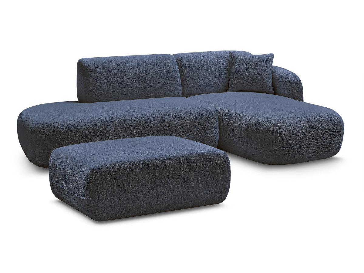 Canapé d'angle fixe modulable ANDA avec 1 méridienne, 1 chauffeuse bout de canapé et 1 pouf