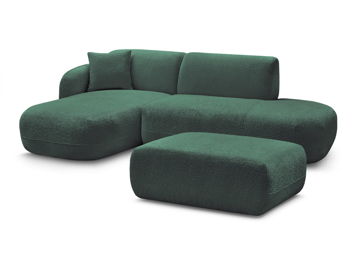 Canapé d'angle fixe modulable ANDA avec 1 méridienne, 1 chauffeuse bout de canapé et 1 pouf